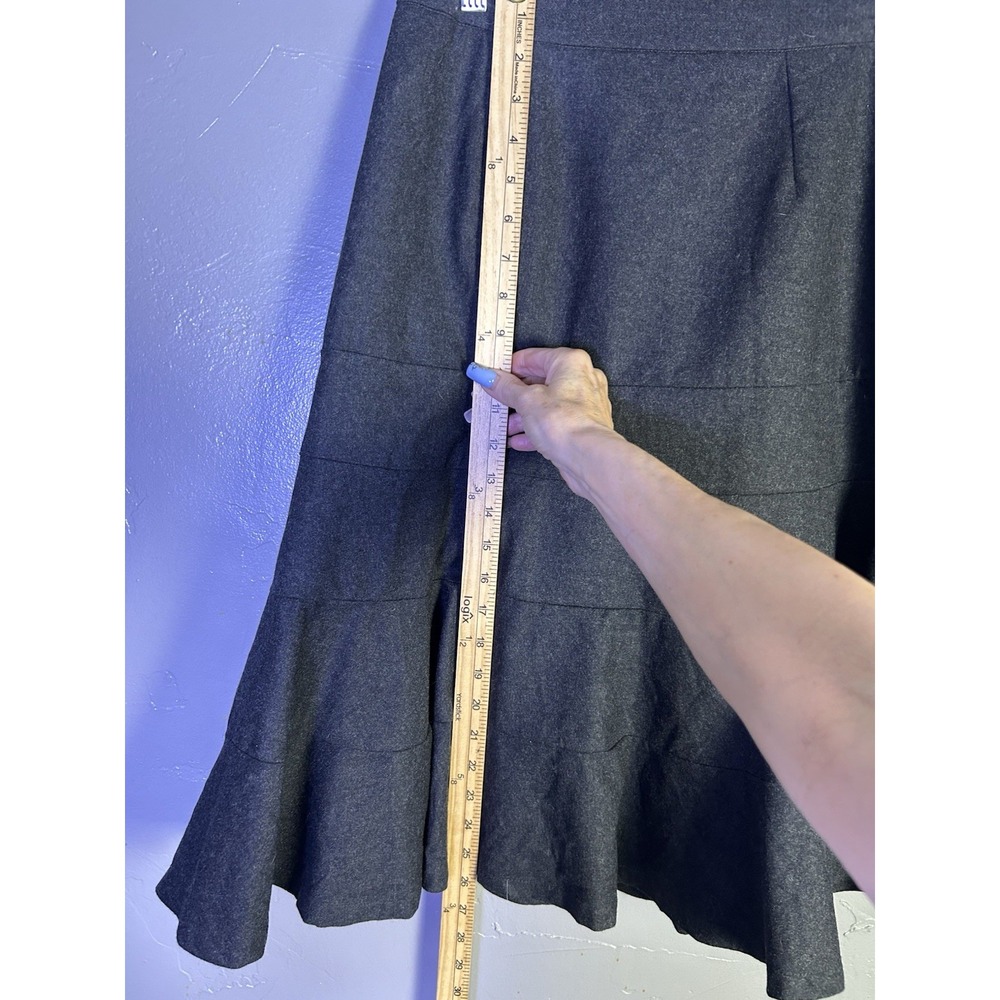 Teri Jon by Rickie Freeman charcoal grey wool trumpet/flounce skirt Size 6 - Picture 7 of 10
